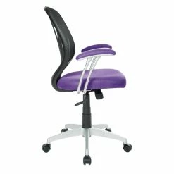 Budget ✨ OSP Home Furnishings Screen Back Chair With Purple Mesh Fabric And Silver 🧥 Coated Arms And Base 👍 -Deals Writing Desks Store 2157901 3 L