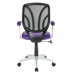 Budget ✨ OSP Home Furnishings Screen Back Chair With Purple Mesh Fabric And Silver 🧥 Coated Arms And Base 👍 -Deals Writing Desks Store 2157901 4 L
