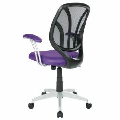 Budget ✨ OSP Home Furnishings Screen Back Chair With Purple Mesh Fabric And Silver 🧥 Coated Arms And Base 👍 -Deals Writing Desks Store 2157901 5 L