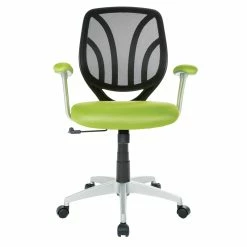 Outlet ✨ OSP Home Furnishings Screen Back Chair With Green Mesh Fabric And Silver 🧥 Coated Arms And Base 😍 -Deals Writing Desks Store 2157902 2 L