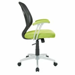 Outlet ✨ OSP Home Furnishings Screen Back Chair With Green Mesh Fabric And Silver 🧥 Coated Arms And Base 😍 -Deals Writing Desks Store 2157902 3 L