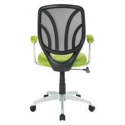 Outlet ✨ OSP Home Furnishings Screen Back Chair With Green Mesh Fabric And Silver 🧥 Coated Arms And Base 😍 -Deals Writing Desks Store 2157902 4 L