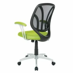 Outlet ✨ OSP Home Furnishings Screen Back Chair With Green Mesh Fabric And Silver 🧥 Coated Arms And Base 😍 -Deals Writing Desks Store 2157902 5 L