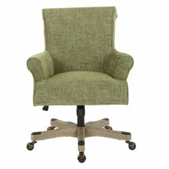 New ✔️ OSP Home Furnishings Megan Office Chair In Olive Green Fabric With Grey Wash Wood 🛒 -Deals Writing Desks Store 2158440 1 L