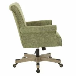 New ✔️ OSP Home Furnishings Megan Office Chair In Olive Green Fabric With Grey Wash Wood 🛒 -Deals Writing Desks Store 2158440 2 L
