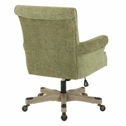 New ✔️ OSP Home Furnishings Megan Office Chair In Olive Green Fabric With Grey Wash Wood 🛒 -Deals Writing Desks Store 2158440 3 L