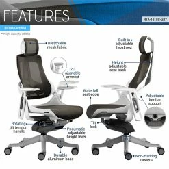 Discount 🥰 Techni Mobili LUX Ergonomic Executive Chair - Grey 🌟 -Deals Writing Desks Store 2159166 7 L