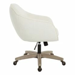 Budget 😉 OSP Home Furnishings Nora Office Chair In Linen Cream Fabric With Gray Brush Wood Base KD ✨ -Deals Writing Desks Store 2162550 2 L