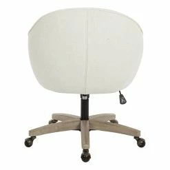 Budget 😉 OSP Home Furnishings Nora Office Chair In Linen Cream Fabric With Gray Brush Wood Base KD ✨ -Deals Writing Desks Store 2162550 3 L