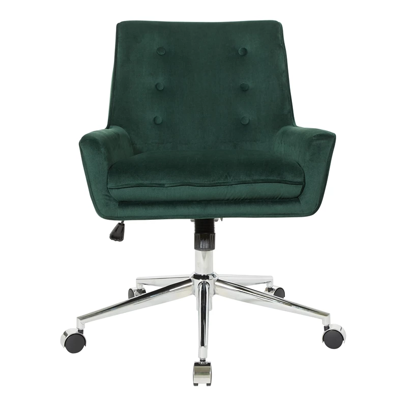 Hot Sale ❤️ OSP Home Furnishings Quinn Office Chair In Emerald Green Velvet With Chrome Base KD 🤩 4 Hot Sale ❤️ OSP Home Furnishings Quinn Office Chair In Emerald Green Velvet With Chrome Base KD 🤩 - Image 2