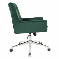 Hot Sale ❤️ OSP Home Furnishings Quinn Office Chair In Emerald Green Velvet With Chrome Base KD 🤩 11 Hot Sale ❤️ OSP Home Furnishings Quinn Office Chair In Emerald Green Velvet With Chrome Base KD 🤩 -Deals Writing Desks Store 2162783 2 L