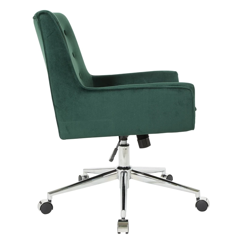 Hot Sale ❤️ OSP Home Furnishings Quinn Office Chair In Emerald Green Velvet With Chrome Base KD 🤩 5 Hot Sale ❤️ OSP Home Furnishings Quinn Office Chair In Emerald Green Velvet With Chrome Base KD 🤩 - Image 3