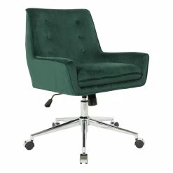 Hot Sale ❤️ OSP Home Furnishings Quinn Office Chair In Emerald Green Velvet With Chrome Base KD 🤩