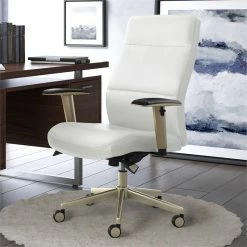 Flash Sale ⌛ La-Z-Boy Office La-Z-Boy Baylor Modern Executive Office Chair White Bonded Leather ⌛ -Deals Writing Desks Store 2169894 16 L