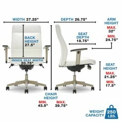 Flash Sale ⌛ La-Z-Boy Office La-Z-Boy Baylor Modern Executive Office Chair White Bonded Leather ⌛ -Deals Writing Desks Store 2169894 17 L