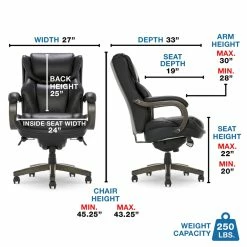 Promo ✨ La-Z-Boy Office La-Z-Boy Harnett Big & Tall Executive Chair Black Bonded Leather ✔️ -Deals Writing Desks Store 2169898 16 L