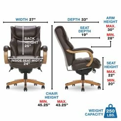 Cheapest 🎉 La-Z-Boy Office La-Z-Boy Harnett Big & Tall Executive Chair Coffee Brown Bonded Leather 🔥 -Deals Writing Desks Store 2169899 16 L