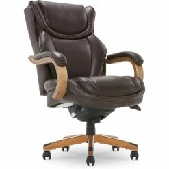 Cheapest 🎉 La-Z-Boy Office La-Z-Boy Harnett Big & Tall Executive Chair Coffee Brown Bonded Leather 🔥 -Deals Writing Desks Store 2169899 24 L