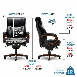 Outlet ❤️ La-Z-Boy Office La-Z-Boy Big And Tall Trafford Executive Office Chair Black Bonded Leather 🤩 -Deals Writing Desks Store 2169900 17 L