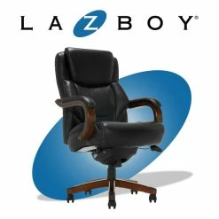 Best Sale ⭐ La-Z-Boy Office La-Z-Boy Delano Big & Tall Executive Office Chair Black Bonded Leather 👍