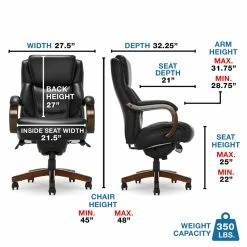 Best Sale ⭐ La-Z-Boy Office La-Z-Boy Delano Big & Tall Executive Office Chair Black Bonded Leather 👍 -Deals Writing Desks Store 2169902 17 L