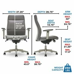 Wholesale ⌛ La-Z-Boy Office La-Z-Boy Baylor Modern Executive Office Chair Grey Bonded Leather 👍 -Deals Writing Desks Store 2170134 17 L