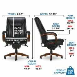 Coupon 💯 La-Z-Boy Office La-Z-Boy Big And Tall Edmonton Executive Office Chair In Black Bonded Leather ❤️ -Deals Writing Desks Store 2170135 41 L