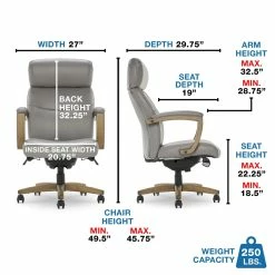 Promo 🥰 La-Z-Boy Office La-Z-Boy Modern Greyson Executive Office Chair Grey 😀 -Deals Writing Desks Store 2170136 16 L