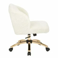 Outlet 😀 OSP Home Furnishings Ellen Office Chair In Cream Faux Fur Fabric ❤️ -Deals Writing Desks Store 2183249 2 L