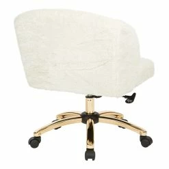 Outlet 😀 OSP Home Furnishings Ellen Office Chair In Cream Faux Fur Fabric ❤️ -Deals Writing Desks Store 2183249 3 L