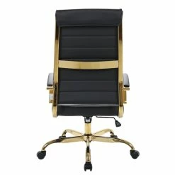 Best deal ✨ LeisureMod Benmar High-Back Leather Office Chair With Gold Frame In Black ❤️ -Deals Writing Desks Store 2184360 4 L