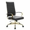 Best deal ✨ LeisureMod Benmar High-Back Leather Office Chair With Gold Frame In Black ❤️