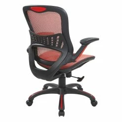 Hot Sale 👏 Office Star Mesh Seat And Back Manager's Chair In Red Mesh Fabric 👏 -Deals Writing Desks Store 2197432 4 L