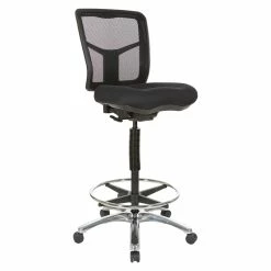 Hot Sale 😀 Office Star Drafting Mesh Chair In Black Fabric With Adjustable Footring Chrome Base ✨ -Deals Writing Desks Store 2199886 1 L