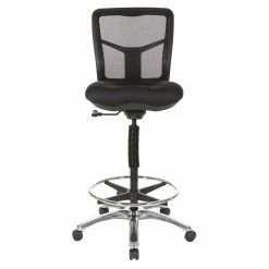 Hot Sale 😀 Office Star Drafting Mesh Chair In Black Fabric With Adjustable Footring Chrome Base ✨ -Deals Writing Desks Store 2199886 3 L