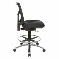 Hot Sale 😀 Office Star Drafting Mesh Chair In Black Fabric With Adjustable Footring Chrome Base ✨ -Deals Writing Desks Store 2199886 4 L