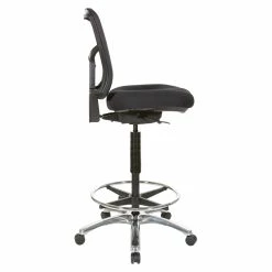 Hot Sale 😀 Office Star Drafting Mesh Chair In Black Fabric With Adjustable Footring Chrome Base ✨ -Deals Writing Desks Store 2199886 5 L