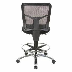 Hot Sale 😀 Office Star Drafting Mesh Chair In Black Fabric With Adjustable Footring Chrome Base ✨ -Deals Writing Desks Store 2199886 6 L