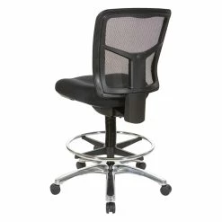 Hot Sale 😀 Office Star Drafting Mesh Chair In Black Fabric With Adjustable Footring Chrome Base ✨ -Deals Writing Desks Store 2199886 8 L