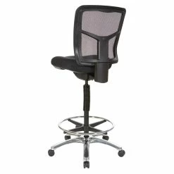Hot Sale 😀 Office Star Drafting Mesh Chair In Black Fabric With Adjustable Footring Chrome Base ✨ -Deals Writing Desks Store 2199886 9 L