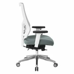 Buy 🌟 Office Star ProGrid White Mesh Mid Back Chair With Gray Fabric Mesh Seat 🤩 -Deals Writing Desks Store 2199889 1 L