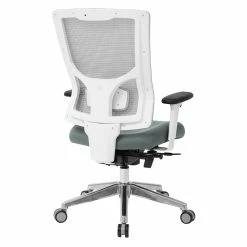 Buy 🌟 Office Star ProGrid White Mesh Mid Back Chair With Gray Fabric Mesh Seat 🤩 -Deals Writing Desks Store 2199889 2 L