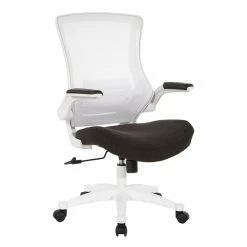 Best Pirce ⭐ Office Star White Screen Back Manager's Chair In Linen Black Fabric And PU Arms Pads ⭐