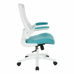 Flash Sale 🥰 Office Star White Screen Back Manager's Chair In White Turquoise Fabric 💯 -Deals Writing Desks Store 2202614 2 L