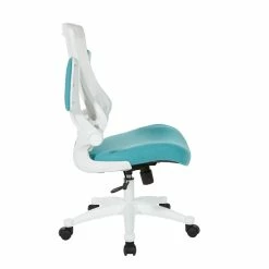 Flash Sale 🥰 Office Star White Screen Back Manager's Chair In White Turquoise Fabric 💯 -Deals Writing Desks Store 2202614 3 L