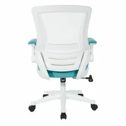 Flash Sale 🥰 Office Star White Screen Back Manager's Chair In White Turquoise Fabric 💯 -Deals Writing Desks Store 2202614 4 L
