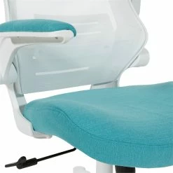 Flash Sale 🥰 Office Star White Screen Back Manager's Chair In White Turquoise Fabric 💯 -Deals Writing Desks Store 2202614 6 L