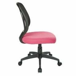 Promo 😍 Office Star Screen Back Armless Task Chair With Pink Mesh Fabric And Wheel Carpet Casters ❤️ -Deals Writing Desks Store 2202620 2 L