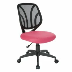 Promo 😍 Office Star Screen Back Armless Task Chair With Pink Mesh Fabric And Wheel Carpet Casters ❤️