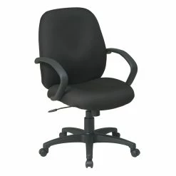 Coupon 👏 Office Star Executive Mid Back Manager's Chair With Black Fabric Thick Padded Contour Seat 💯